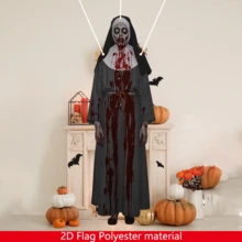 1 pieza Bandera de decoración de fiesta espeluznante de 120x40cm, sin electricidad, material de poliéster 2D, atmósfera de horror sangriento para fiesta, decoración para fiestas de Halloween, decoraciones para el hogar