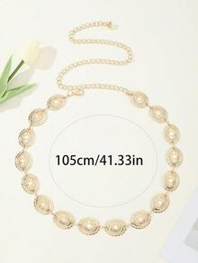 1 件西式金属链腰带，饰有雏菊、花瓣和花卉装饰，适合搭配连衣裙和服装，适合送给女孩的创意返校或情人节礼物 - 金色 - 查看 3