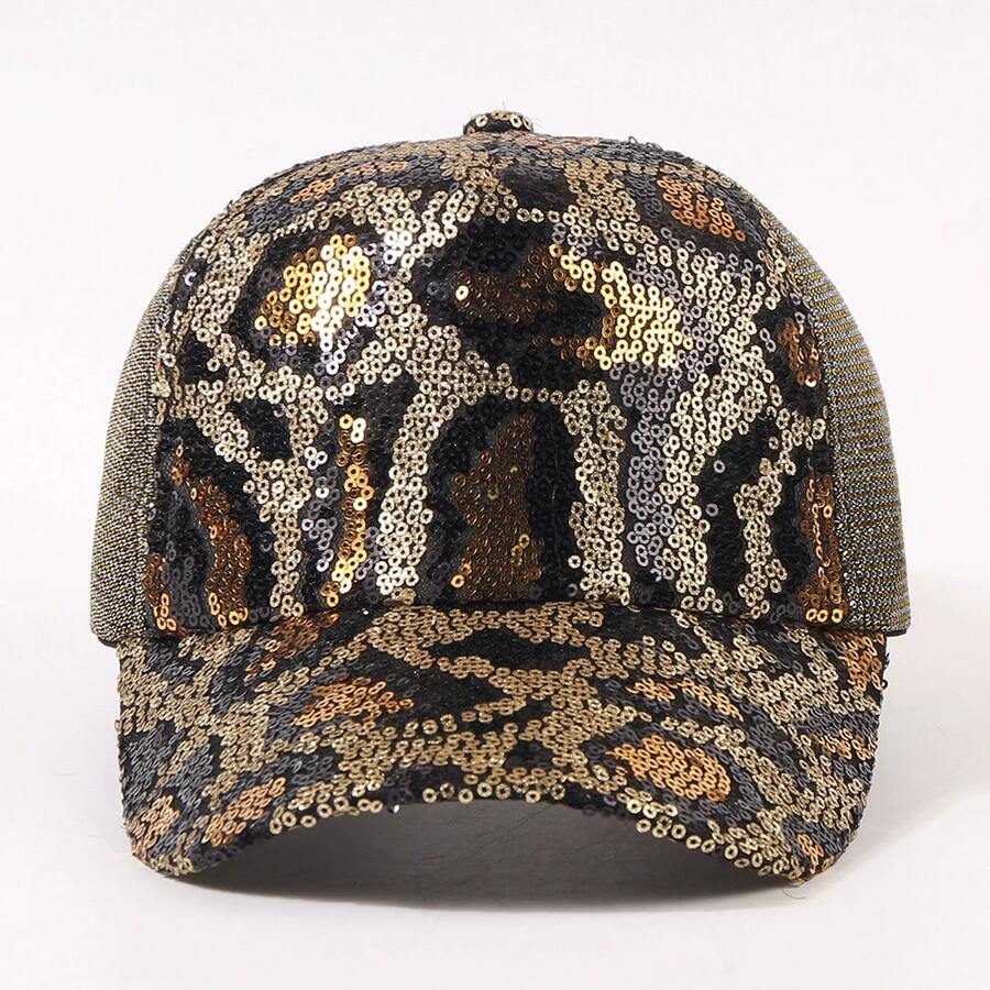 Everyday Comfortable Mesh Breathable Baseball Cap, Cool Casual Hat, Truck Driver's Hat, Leopard Print Versatile Sports Baseball Cap - 金色 - 查看 1