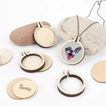 10pcs Wooden Mini Embroidery Hoops Set, Round Cross Stitch Frames, Suitable For DIY Crafts, Pendant Making, Art Decor Accessories, Jewelry Making Tools