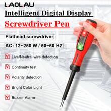 L.A.OL.A.U 1Pc Breakpoint Detector, Multifunctional Screwdriver With Cross/Flat Head, Drop-Proof Rubber Wrapped + Ergonomic Design With LED Illumination, Household Detection Tool With Red & Green Color Lights, Ideal For Screwdrivers And Breakpoint Identification, Zero-Conductivity Electrical Tester, Household Detection Tool | Multifunctional Tool | Plastic Construction - Red - View 12