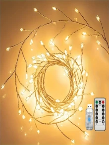 1pc 50/100LED Copper Wire Firecracker String Light, USB Powered Indoor Decorative Light With Remote Control, Suitable For Bedrooms, Flower Garlands, Gardens, Parties, Windows, Weddings, Christmas Trees - Warm Light - View 2