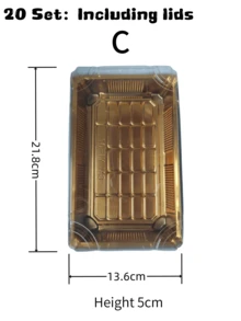 20个金色寿司盒，高端一次性外卖盒，带盖，防雾盖，日式商业包装盒，适合情人节食品包装，心形包装盒 - 多色(含蓋) - 查看 17