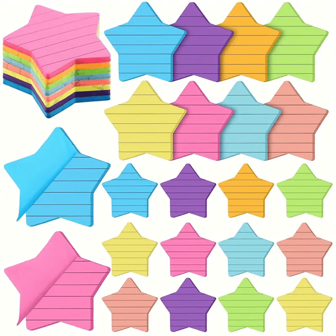 1 Set de 8 piezas de notas adhesivas con forma de estrella a cuadros, 6 colores, brillantes y coloridos, con almohadillas adhesivas, 30 hojas/almohadilla, notas adhesivas, artículos de aprendizaje y de aula, útiles de oficina ideales.
