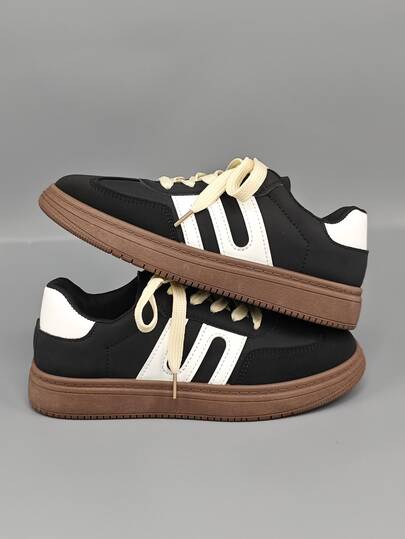 （建议买大一码）女士休闲运动鞋，轻便透气网面系带运动鞋，多功能舒适平底步行鞋