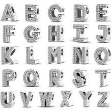 26pcs Silver-Plated English Alphabet Charm Beads, Elegant Fashion Jewelry For Bracelet Necklace, Birthday Gift For Mom, Women, Family
