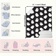 Halloween Cute Ghost Blanket Gifts For Halloween Cute Ghost Lover For Adult,Halloween Cute Ghost Fannel Fleece Throw Blanket Super Soft Throws Blanket For Bed Couch Sofa