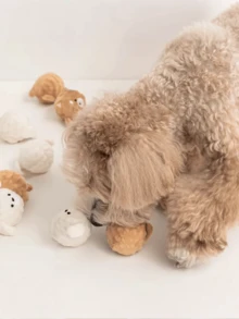 Squeaky Dog Chew Toy - Puppy-Shaped Bouncing Ball With Spikes For Teeth Cleaning, Interactive Pet Toy For Small Dogs (Poodle/Bichon) & Cats - Multicolor - View 3