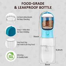 Dog Water Bottle With Food Container, Travel Puppy Water Bowl, Portable Pet Dispenser, Dog Stuff Accessories Items, Automatic Feeder Feeding, Puppy Essentials Necessities For Yorkie Chihuahua Cat Walking And Hiking - Hồng - Xem 3