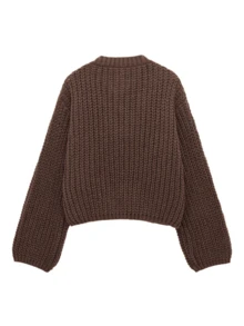 GDDYIN Áo khoác dệt kim màu trơn có túi cài nút cho nữ vào mùa thu - Màu nâu  Mocha - Xem 9