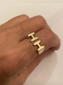 Customized 18K Gold-Plated Stainless Steel Ring,Gothic Name Ring,Old English Text Number Ring,New Year Glamour - Multicolor - View 8