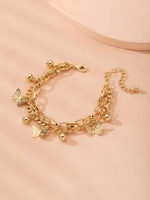 1pc Unisex Couple Bracelet, Vintage Fashionable Double-Layer Heart Design, Multi-Element Chain, Personalized Street Hip-Hop Luxury Titanium Steel Bracelet Accessories