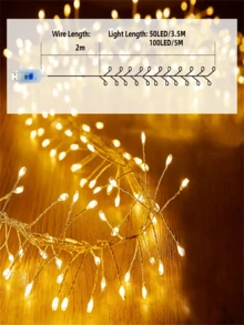 1pc 50/100LED Copper Wire Firecracker String Light, USB Powered Indoor Decorative Light With Remote Control, Suitable For Bedrooms, Flower Garlands, Gardens, Parties, Windows, Weddings, Christmas Trees - Warm Light - View 10