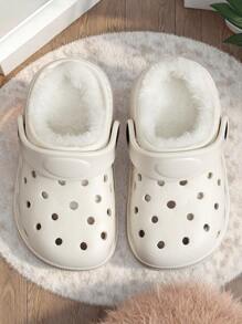 Modische neue perforierte Pantoffeln für Jungen und Mädchen für Winterwärme, tägliche Lässig, Atmungsaktivität, Zuhause und Outdoor einfarbig, einfacher flacher Boden, bequeme und vielseitige Pantoffeln