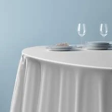 Round Table Cover 228cm/275cm Wedding Banquet Decorative Tablecloth, For Outdoor And Indoor Decoration, Fabric Weight 100g Satin Tablecloth, Party, Hotel, Wedding Decoration, Dining Tablecloth