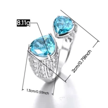 Dissoo 1 件独家设计 2025 新款几何海蓝宝石合成立方氧化锆 925 纯银女士珠宝戒指，表面镀铂金，适合送礼、订婚、日常佩戴、婚礼、派对、海滩、节日、节庆、返校 - 淺藍色 - 查看 7