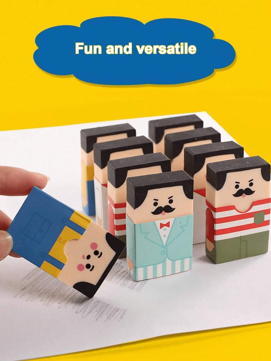 1/3/24pcs Creative Funny Bald Guy Novelty Erasers, Student Rewards Gifts For Children's Day, Christmas, Amusing Office Supplies For Late Night Studying,For School Supplies,Back To School - Multicolor - View 1