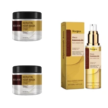 2PCS Collagen Hair Mask & Moroccan Argan Oil Serum Set - Deep Conditioning, Moisturizing For All Hair Types, 3.53oz + 1.69fl.Oz - Perfect Fall/Winter Care Kit