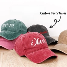1pc Customized Letter Embroidered Baseball Cap, Unisex, Adjustable Vintage Casual Sun Protection Sports Hat, Multi-Color Washed, Suitable For Wedding, Travel, School, Office, Daily Wear, Father's Day, Mother's Day, Thanksgiving, Birthday Gift For Students, Teachers, Friends, College/High School Students