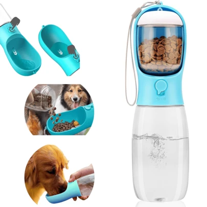 Dog Water Bottle With Food Container, Travel Puppy Water Bowl, Portable Pet Dispenser, Dog Stuff Accessories Items, Automatic Feeder Feeding, Puppy Essentials Necessities For Yorkie Chihuahua Cat Walking And Hiking