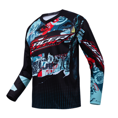 TELEYI Quick Dry Men's Cycling Jersey With Graffiti Print - Moisture Wicking And Breathable Long Sleeve Shirt For Sports And Riding