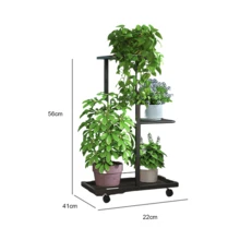 Lislark 3/7 Layers Versatile Indoor/Outdoor Metal Flower Stand With Sliding Wheels - Multi-Tiered Plant Display Rack For Living Room & Balcony - Black - View 3