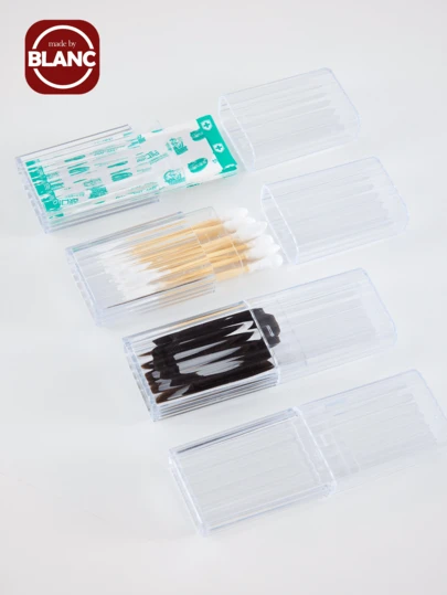 旅行牙签盒棉签整理盒收纳小提篮塑料容器简易垫牙签架棉签盒旅行收纳盒，透明小分配器容器用于小物品收纳，便携式配件收纳