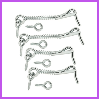 Zinc Plated Wire Gate Hook And Eye Latch With Spring Lock (Pack Of 4)