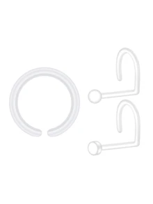 3 pièces Clous de nez en plastique décontractés de 20G, unisexe, décoration quotidienne, anneaux de nez en forme de L de 20G, anneaux de nez de perçage transparents bioélastiques, bijoux de perçage de nez en plastique flexible - Transparent - Voir 10