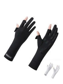 1 Par de Luvas Sem Dedos para Proteção Solar Feminina, Comprimento Médio, Respiráveis e Antideslizantes para Direção, Ciclismo, Uso Externo, Verão