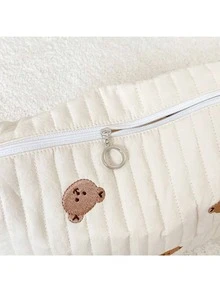 Embroidered Teddy Bear Mommy Hanging Diaper Bag For Baby Stroller - Beige - View 8