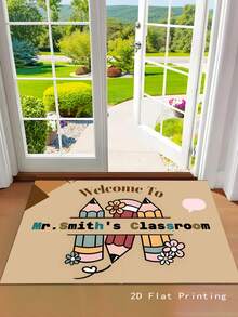 1pc Customizable Felt Doormat With Pencil Block Design, Fade-Resistant, Suitable For Bedroom, Study, Computer Room, Indoor/Outdoor, Summer Rug, Ideal Back-To-School Gift For Students And Teachers - Multicolor DD - View 2