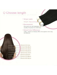 20 片 30 克接发胶带，人发无缝专业处女人发胶带，Balayage（1#、1b#、12p613#、18p613#、2#、27#、2t6#、22p613#、33#、350#、4#、4p27#、4t27#、6#、60#、613#、6p613#、99j#、玫瑰金粉色#、紫色#、蓝色#、红色#、银色#） - S33 - 查看 4