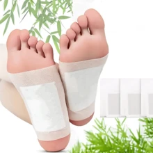 100片艾草、姜油、竹炭深层清洁足贴，天然成分足部护理贴，有效促进足部健康，缓解压力，中药 - 白色 - 查看 7