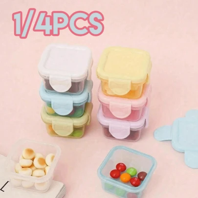 8/4pcs Mini Food Storage Containers, Mini Transparent Containers With Lids, Airtight Seal Boxes, Transparent Food Storage Containers, Lunch Box Fridge Seal Containers, Small Food Plastic Sealed Boxes, Multi-Purpose Spice Jars, Kitchen & School Supplies, Stackable, Portable, Suitable For Snacks, Fruits, Oatmeal Etc., Travel & Home Organization