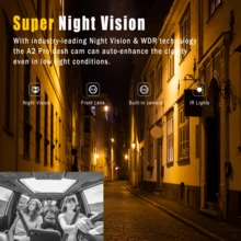 1080P雙攝像頭，車用行車記錄器，前后雙鏡頭，帶IR夜視，循環錄像，廣角汽車DVR攝像機，3.16英寸IPS屏幕，具有雙鏡頭車用儀錶板視頻攝像機 - 黑色 - 查看 7