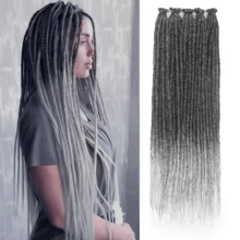 24 英寸薄 0.6 厘米合成辫子接发 - 适合雷鬼、嘻哈、万圣节和圣诞节的钩针接发 - 柔软、手工制作、5 股辫子接发，适合发型设计