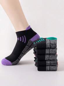 6 đôi tất thể thao nén dành cho nữ, tất cổ thấp dày dặn thoáng khí, thích hợp cho chạy bộ, đạp xe, leo núi. Bảo vệ thể thao khỏi chấn thương, tất chống trơn trượt. - Nhiều màu - Xem 3