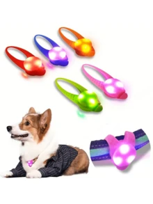 1 件 LED 宠物手电筒吊坠项圈，防水狗项圈灯，适合户外散步，硅胶 LED 狗项圈狗牌灯，适合夜间装饰，含电池
