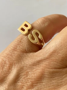 Customized 18K Gold-Plated Stainless Steel Ring,Gothic Name Ring,Old English Text Number Ring,New Year Glamour - Multicolor - View 37