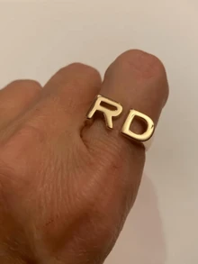 Customized 18K Gold-Plated Stainless Steel Ring,Gothic Name Ring,Old English Text Number Ring,New Year Glamour - Multicolor - View 9