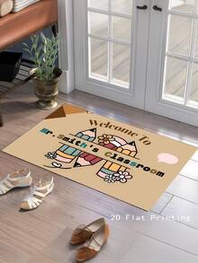 1pc Customizable Felt Doormat With Pencil Block Design, Fade-Resistant, Suitable For Bedroom, Study, Computer Room, Indoor/Outdoor, Summer Rug, Ideal Back-To-School Gift For Students And Teachers - Multicolor DD - View 5