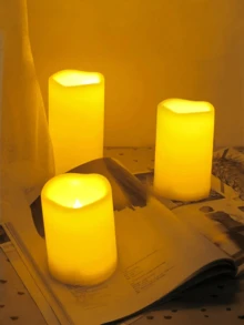 3 Pack Flameless LED Pillar Candles With Remote Control Timer Battery Powered Warm Light Adjustable Light Indoor Outdoor Home Pool Decor - 暖白光 - 查看 3