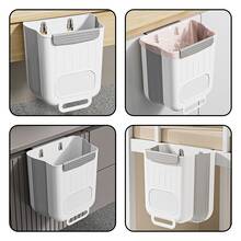 1/2 件家用厨房垃圾桶 - 可折叠壁挂式垃圾桶 - 无需弯腰 - 大尺寸桌面垃圾桶 - 悬挂式 - 易于清洁