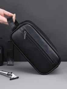 男士PU皮洗漱包，旅行商务便携化妆包，大容量多口袋设计，手提式PU皮洗漱包，钱包收纳包，圣诞礼物，复古男士礼物，圣诞包，男士礼品包 - 彩色 - 查看 4