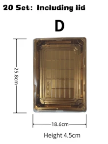 20个金色寿司盒，高端一次性外卖盒，带盖，防雾盖，日式商业包装盒，适合情人节食品包装，心形包装盒 - 多色(含蓋) - 查看 15
