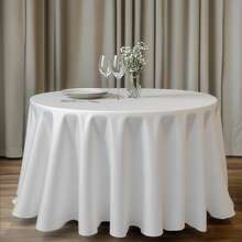 Round Table Cover 228cm/275cm Wedding Banquet Decorative Tablecloth, For Outdoor And Indoor Decoration, Fabric Weight 100g Satin Tablecloth, Party, Hotel, Wedding Decoration, Dining Tablecloth