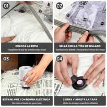 12 Piezas/ 21 pizeas  Bolsas de Almacenamiento de Vacío con Bomba Eléctrica,Bolsas de Compresión que Ahorran Espacio, (2Gran's Extra/3Grande/3Mediano/4violín),Bolsa Compresión al Vacio Ropa Viaje,Reutilizable Almacenamiento Estacional Guardar Cobija Edredone,Almohada - 21 piezas - Ver 9