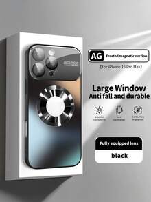 全新奢华钛金色手机壳，兼容 16、15、14、13、12 和 11 Pro Max Plus 型号，支持磁吸式无线充电，并配备防震玻璃摄像头镜头保护。 - 黑色 - 查看 3