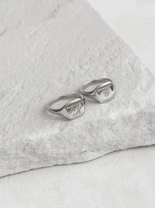 Custom Square Signet Ring ,Engraved Initial Ring - Personalized Couple Rings - Medium Square Signet, Christmas Gifts, Valentine's Day Gifts, Family Gifts,Gift For Women/Men